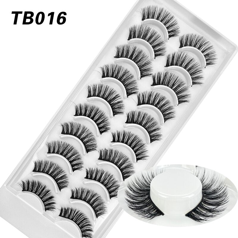10 Pairs Natural 3d Faux Mink False Eyelashes