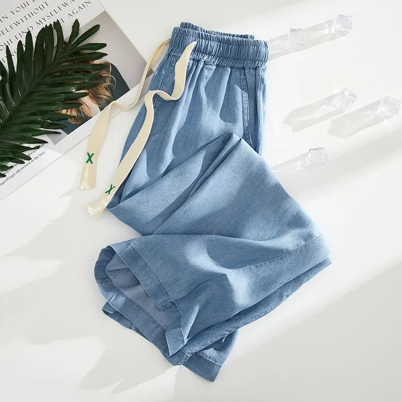 Oversized Summer Thin Wide Leg Jeans Loose Casual High Waist Cowboy Pantaloons Fashion Soft Women's Straight Pants