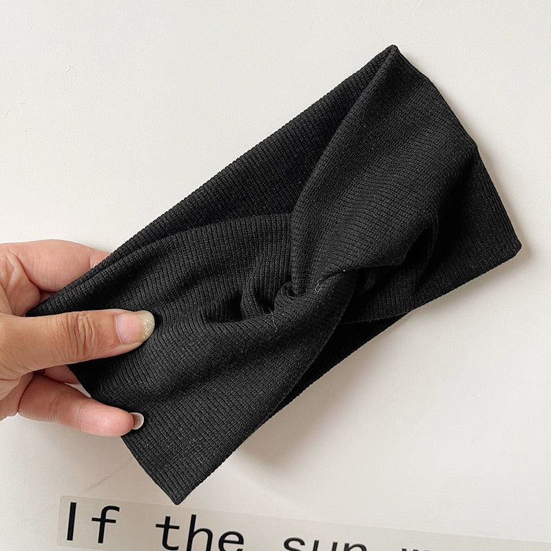 Solid Color Headband for Women Men Yoga Knitting Elastic Hair Bands Turban Makeup Hair Hoop Vintage Headwrap Accessories