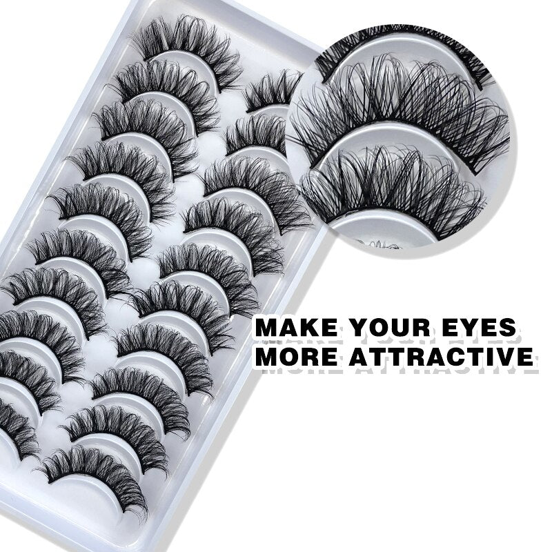Russian Strip Lashes 6/10 Pairs Fluffy Mink Lashes 3D False Eyelashes Russian Eyelash DD Curl Fake Eye Lash Makeup