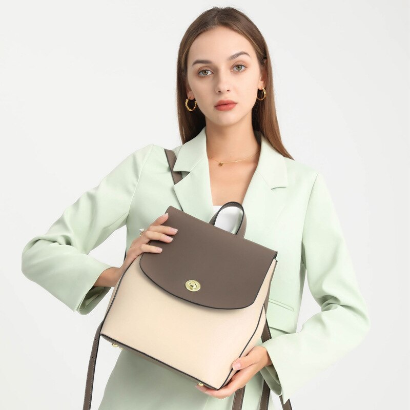 Bag Large Capacity Women's Schoolbag Genuine Leather