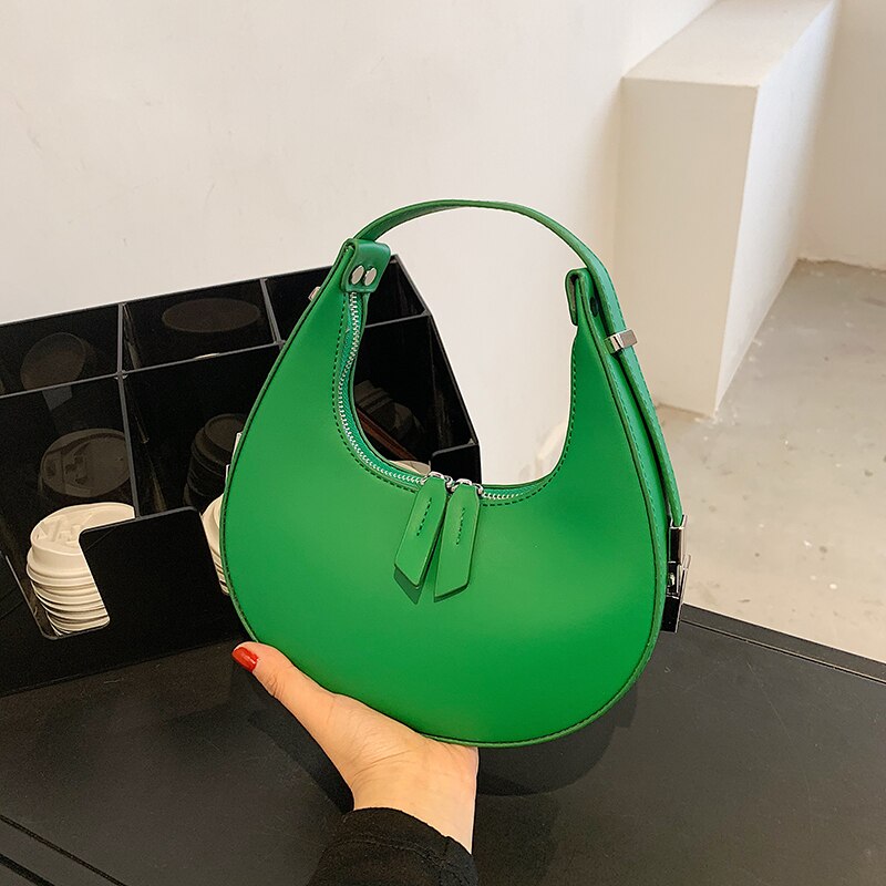 Petscog Luxury Handbags Vintage Leather Clutch Bag Half Moon Underarm Shoulder Bags For Women Handle Bag Bolsa Feminina