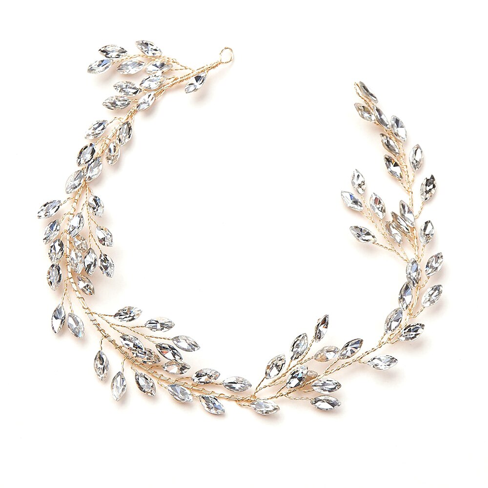 Wedding Headbands Rhinestone Hairbands for Bride Party Hair Accessories Simple Crystal Leaf Headwear