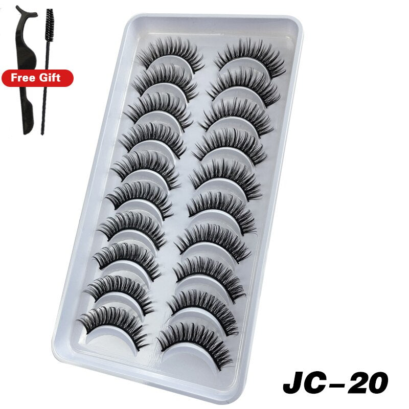 Russian Strip Lashes 6/10 Pairs Fluffy Mink Lashes 3D False Eyelashes Russian Eyelash DD Curl Fake Eye Lash Makeup
