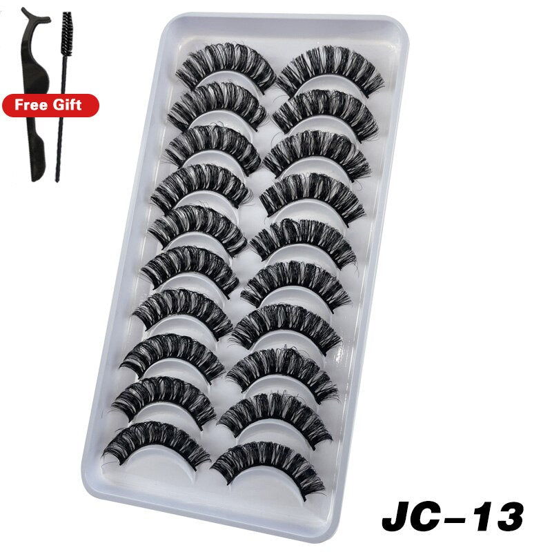 Russian Strip Lashes 6/10 Pairs Fluffy Mink Lashes 3D False Eyelashes Russian Eyelash DD Curl Fake Eye Lash Makeup
