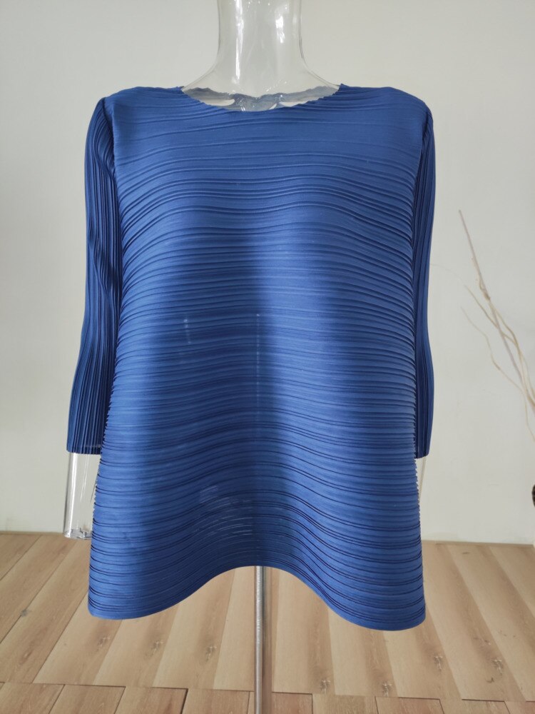 Women Pleated Irregular Long Sleeve T-shirt For Women Solid Color O-neck Loose 2023 Summer Female Fashion Clothing