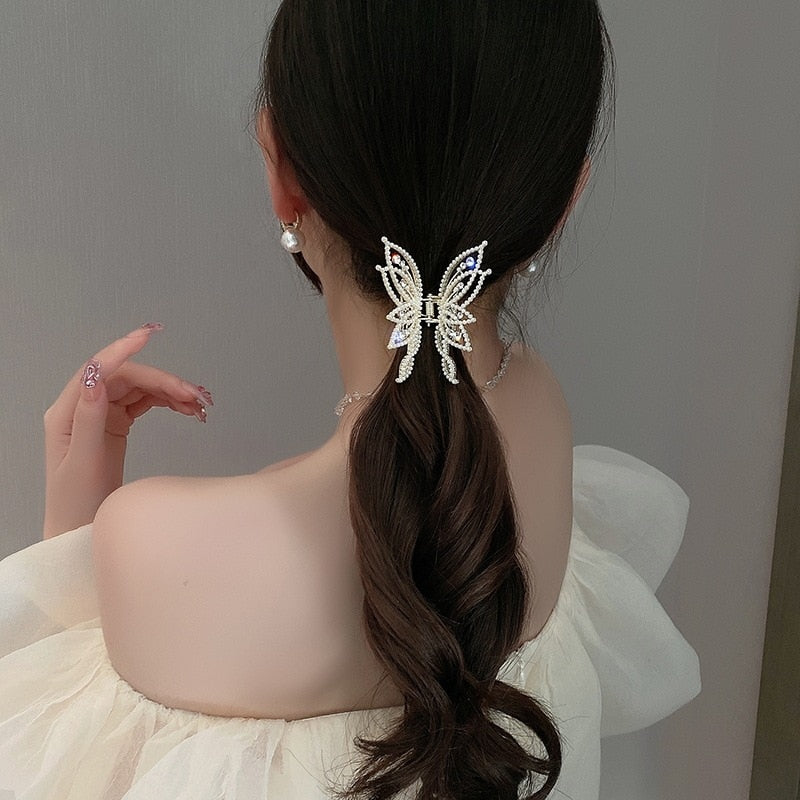Golden Butterfly Women Hair Claws Luxury Hair Clips For Girl Crab Large Size Korean Barrette Headwear Hair Styling Accessories