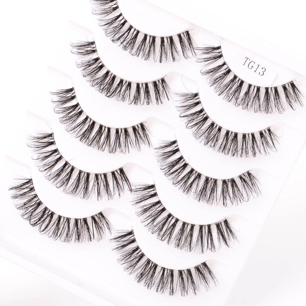 1/5Pairs Long Transparent band vegan eyelash curl Russian eyelashes clear