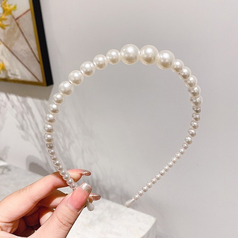 New Women Full Pearls Hair Bands Elegant Sweet Headband Simple Hair Hoop Head Band Korean Handmade Wedding Hair Accessories Gift