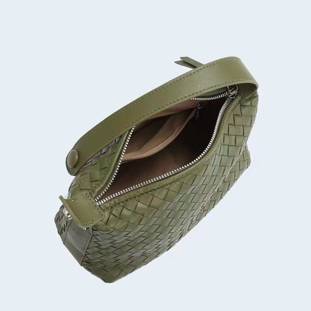 Genuine Lampskin Weaving Mini Hobo Handbag Ladies Cute Dumpling Shape Sheepskin Crossbody Bag Sheep Leather Shoulder handbags