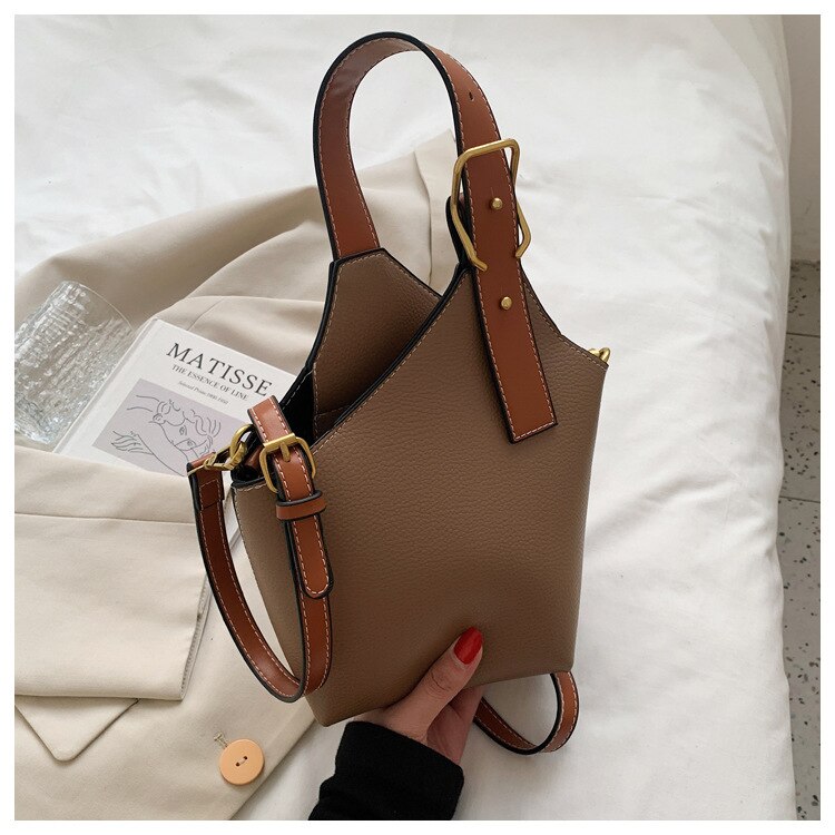 Retro Fashion Female Bags Casual Crossbody Bags Mini Handheld Bucket Bag Simple Temperament Single Shoulder Bag Female