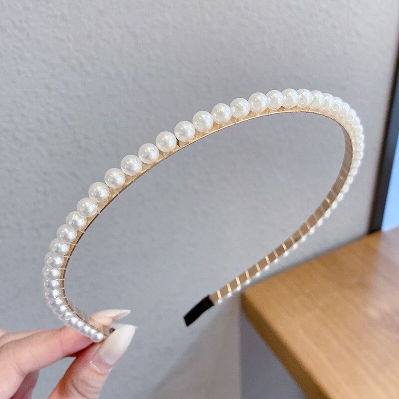 New Women Full Pearls Hair Bands Elegant Sweet Headband Simple Hair Hoop Head Band Korean Handmade Wedding Hair Accessories Gift