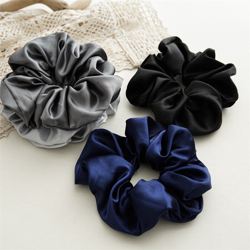 Multicolored Satin oversized scrunchies- stretch elastic