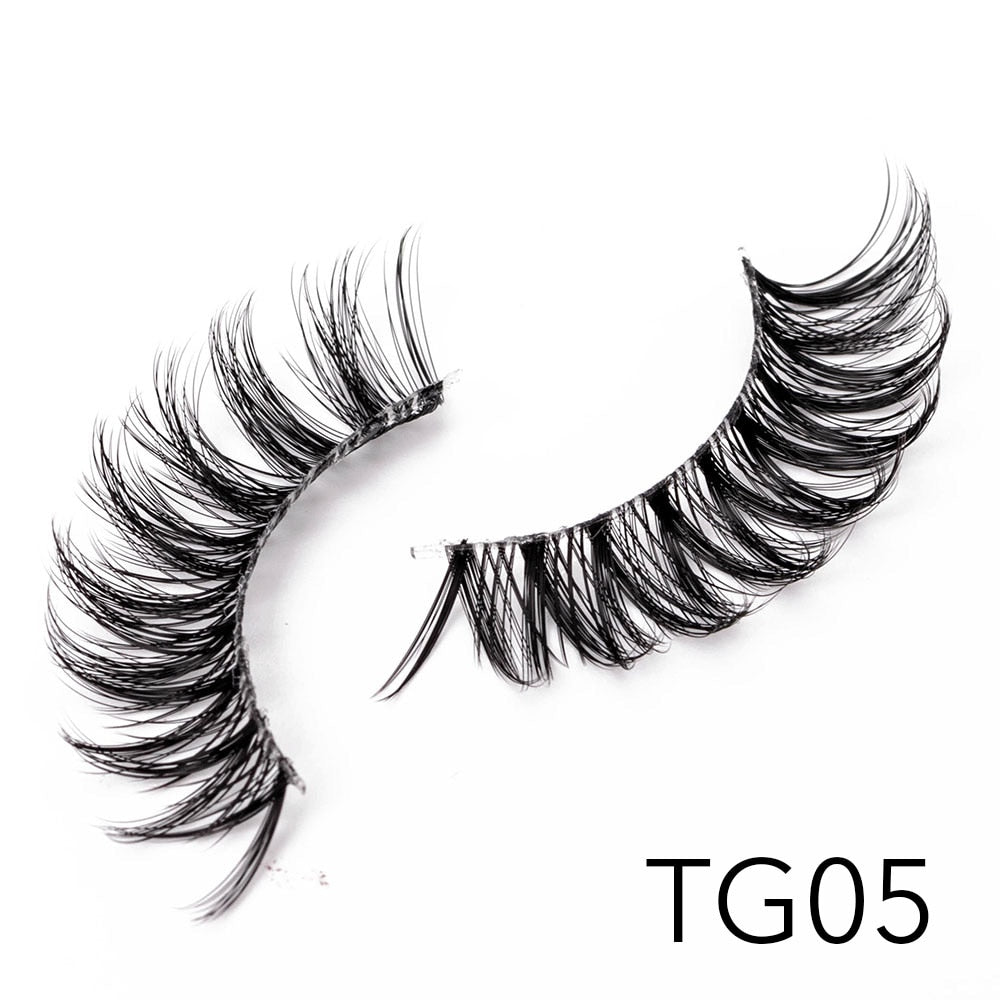 1/5Pairs Long Transparent band vegan eyelash curl Russian eyelashes clear