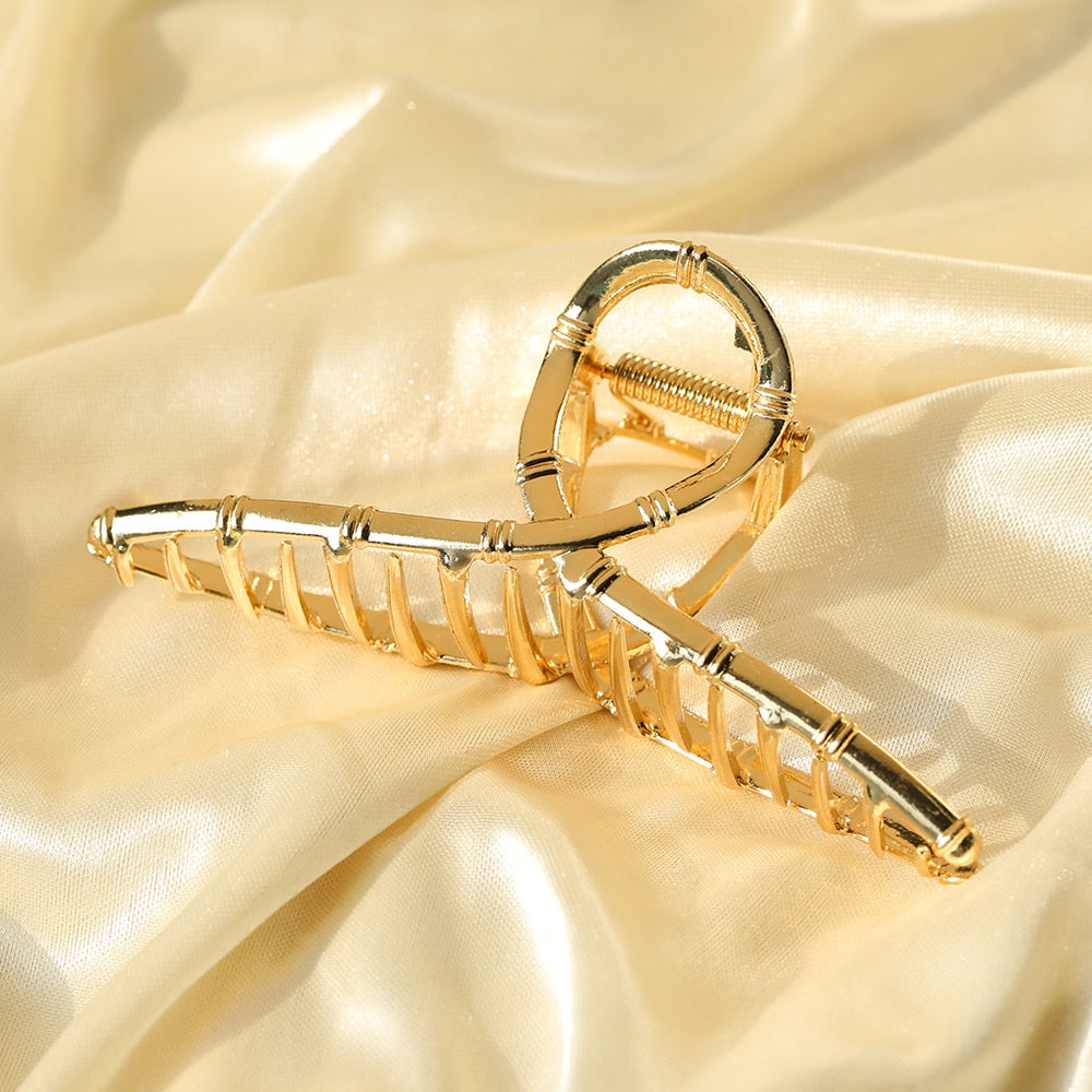 Fashion Gold Color Hollow Geometric Hair Clips Metal Hair Claw Cross Hairclip Headband Hairpin Hair Crab Women Hair Accessories