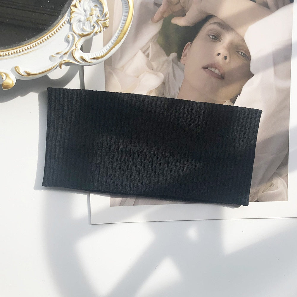 Solid Color Headband for Women Men Yoga Knitting Elastic Hair Bands Turban Makeup Hair Hoop Vintage Headwrap Accessories
