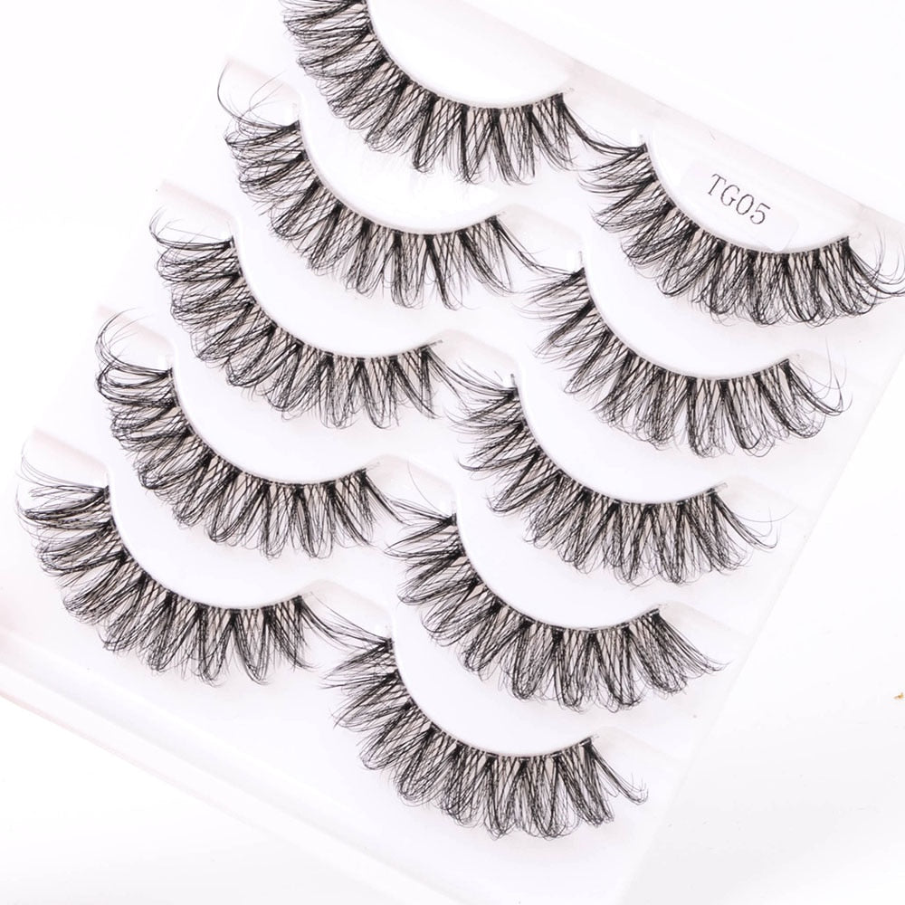 1/5Pairs Long Transparent band vegan eyelash curl Russian eyelashes clear