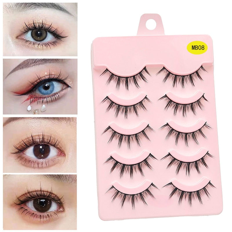 LEKOFO 5 Pairs 3D mink manga lashes faux cils korean natural fake eye lashes extension cosplay fluffy false eyelashes makeup New