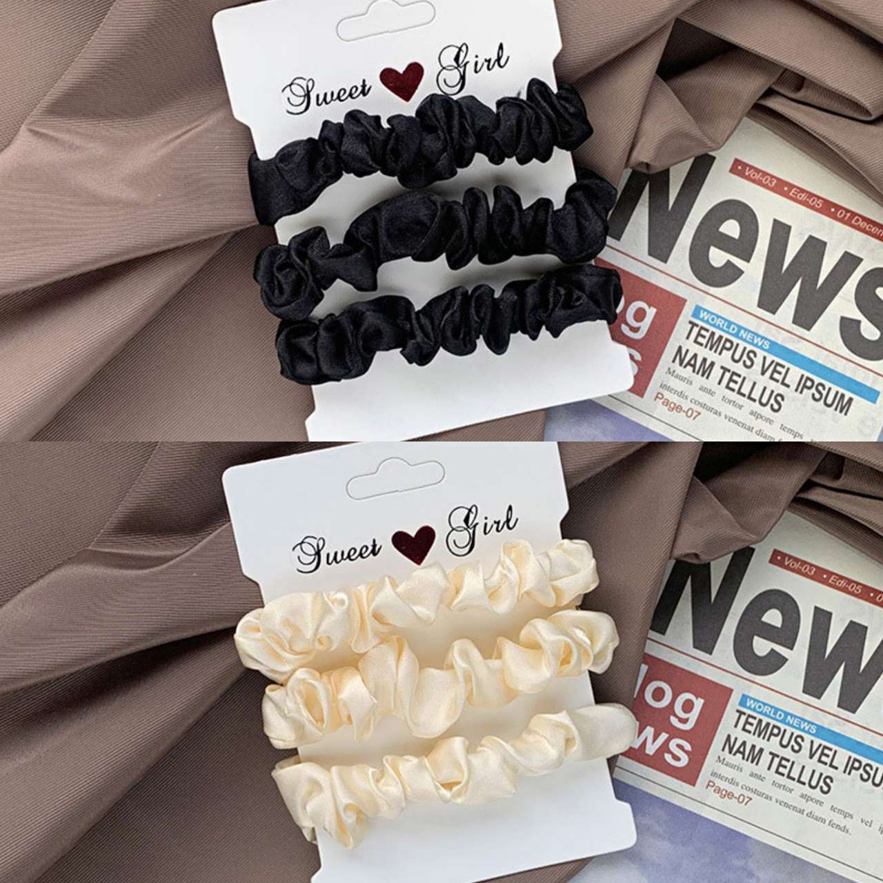 Women Girls Silky Satin Hair Scrunchies Solid Stretch Elastic Hair Tie Simple Elegant Rubber Band Ponytail Tie Wholesale