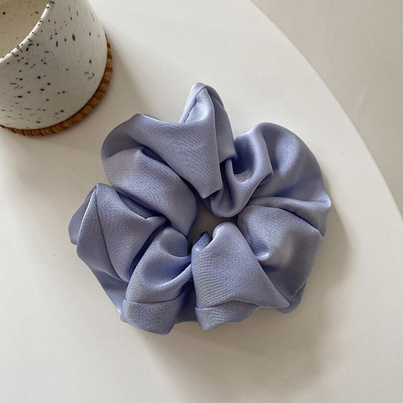 Women Girls Silky Satin Hair Scrunchies Solid Stretch Elastic Hair Tie Simple Elegant Rubber Band Ponytail Tie Wholesale