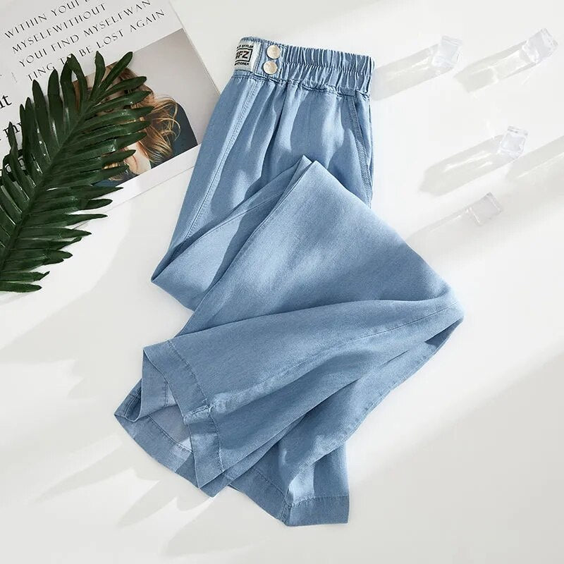 Oversized Summer Thin Wide Leg Jeans Loose Casual High Waist Cowboy Pantaloons Fashion Soft Women's Straight Pants