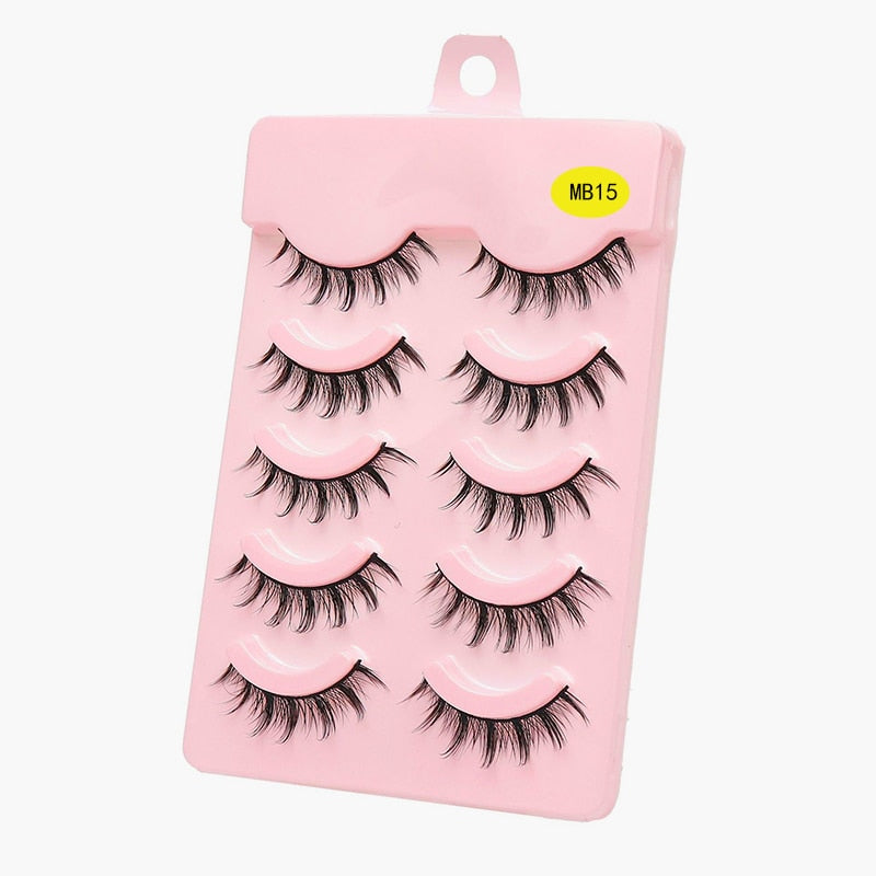 LEKOFO 5 Pairs 3D mink manga lashes faux cils korean natural fake eye lashes extension cosplay fluffy false eyelashes makeup New