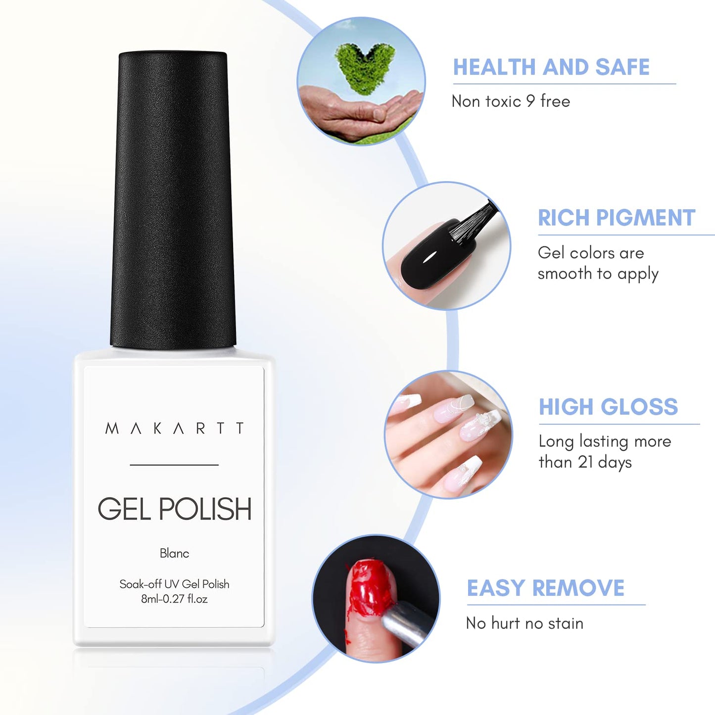 Black White Nail Gel Polish Kit Holographic Gel Polish Set Soak Off UV LED Gel Varnish Manicure Nail Art.