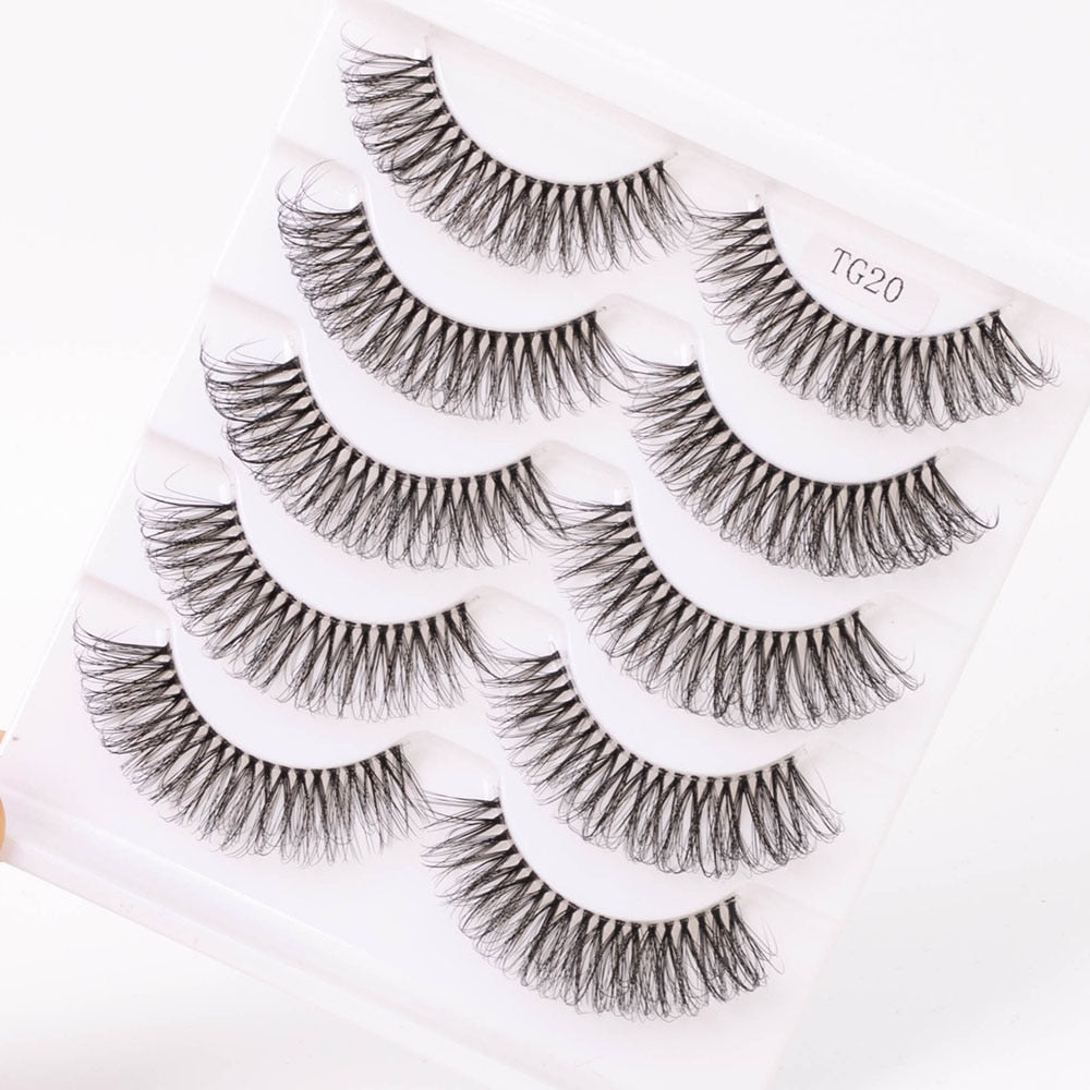 1/5Pairs Long Transparent band vegan eyelash curl Russian eyelashes clear
