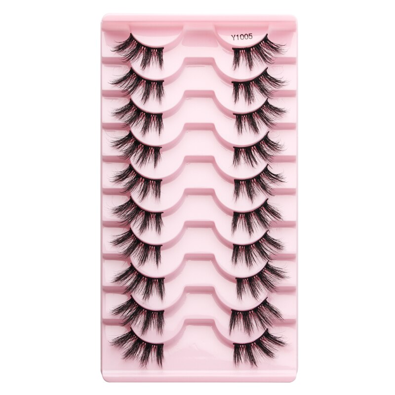 Half Lashes 3D Cat Eye Lashes Natural Look Fluffy Corner Eyelashes 3/5/10 Pairs Wispy Half False Eyelashes Faux Mink Makeup