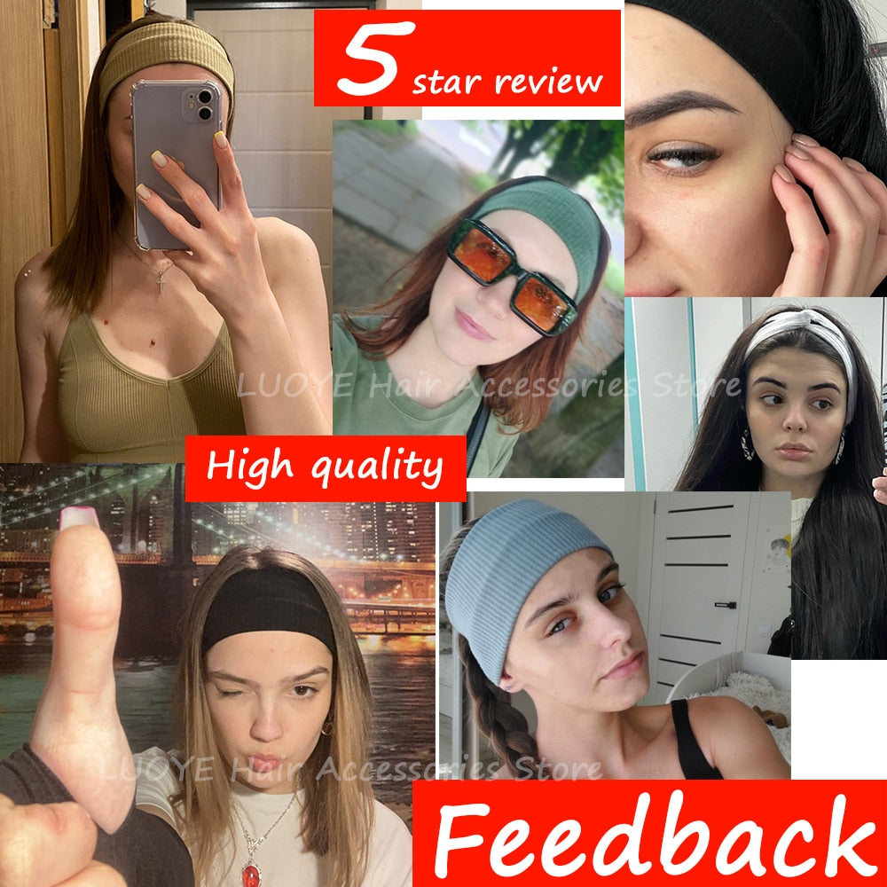 Solid Color Headband for Women Men Yoga Knitting Elastic Hair Bands Turban Makeup Hair Hoop Vintage Headwrap Accessories