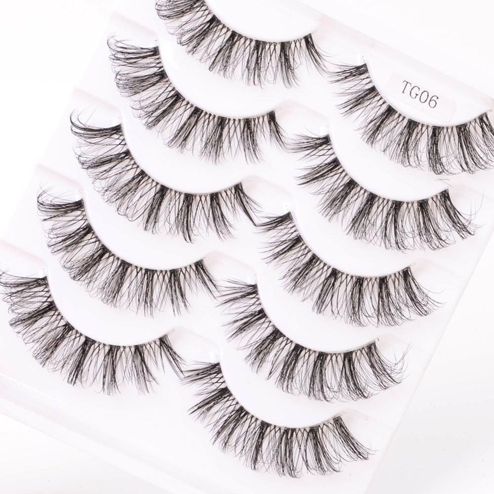 1/5Pairs Long Transparent band vegan eyelash curl Russian eyelashes clear