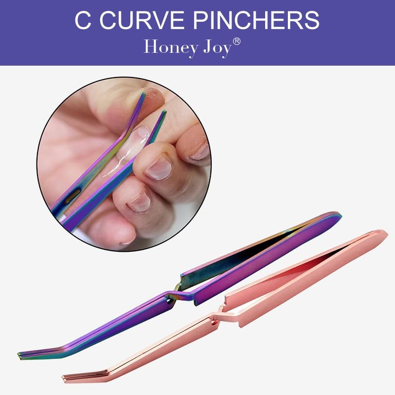Golden Rainbow Acrylic Stainless Steel Nail Shaping Tweezers for UV Gel Tips