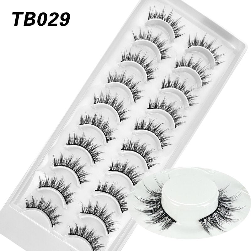 10 Pairs Natural 3d Faux Mink False Eyelashes