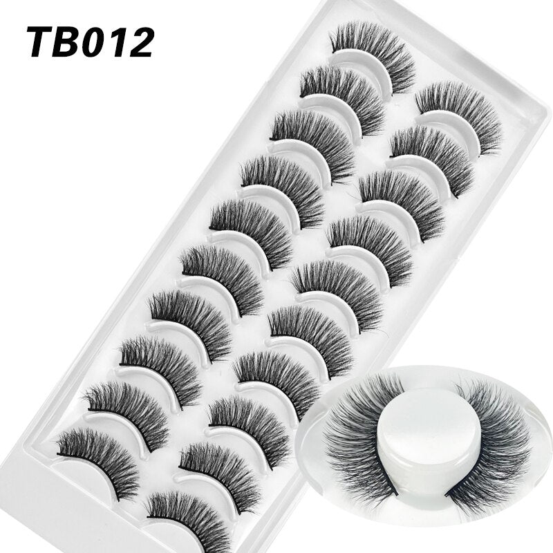 10 Pairs Natural 3d Faux Mink False Eyelashes