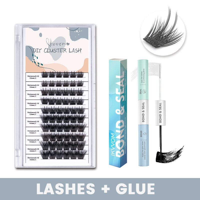 ETVITE Cluster Lashes DIY Eyelash Extension Lash Bond and Seal for Cluster Lashes 60pcs Mix Lengths Volume Comfortable