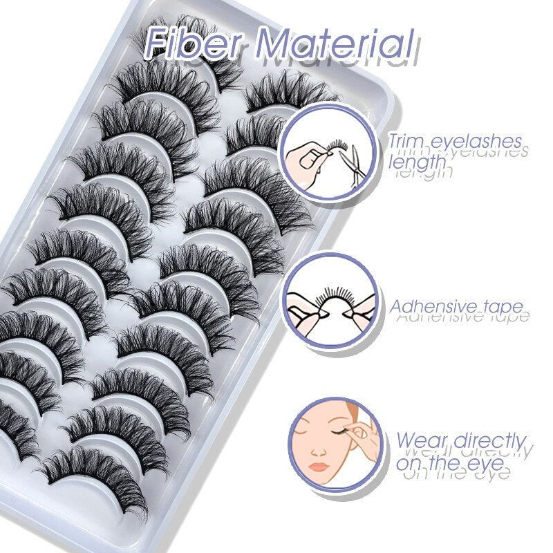 Russian Strip Lashes 6/10 Pairs Fluffy Mink Lashes 3D False Eyelashes Russian Eyelash DD Curl Fake Eye Lash Makeup