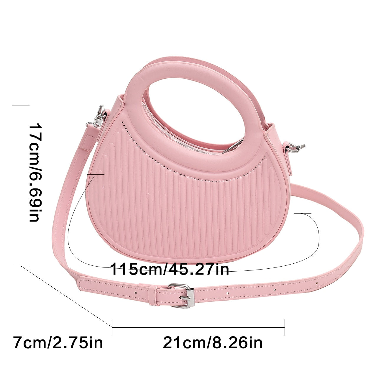 Half Moon Small Shoulder Bag For Women 2023 Spring New Green Purple Handbags Pleated Design Pu Leather Crossbody Round Hand Bag