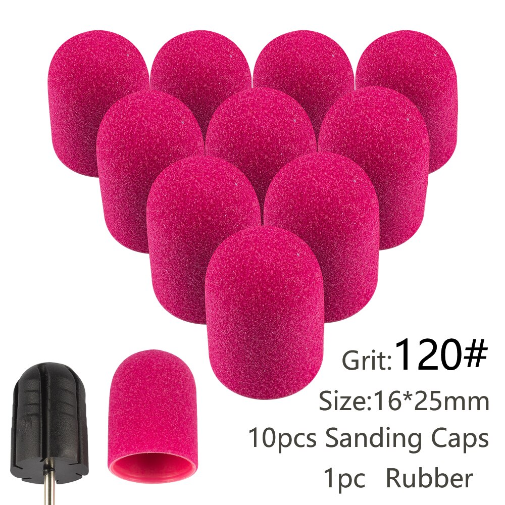 10pcs Nail Sanding Caps With Rubber Gel Polish Remover Nail