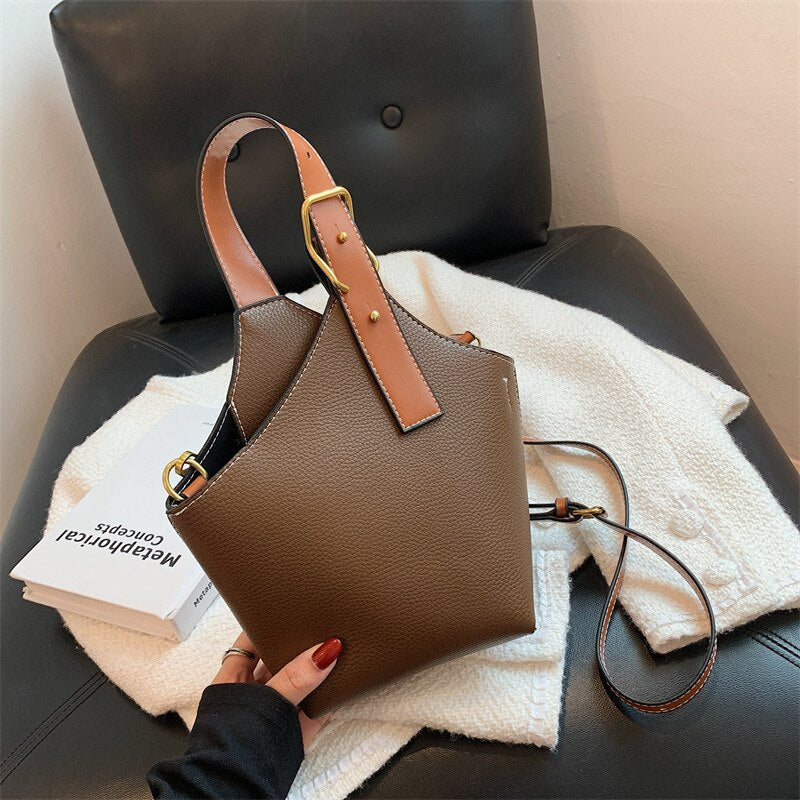 Retro Fashion Female Bags Casual Crossbody Bags Mini Handheld Bucket Bag Simple Temperament Single Shoulder Bag Female