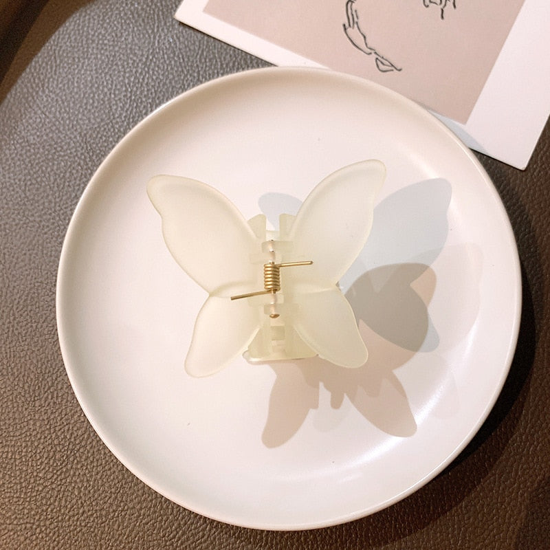 New Solid Matte Transparent Butterfly Hair Claws Clips Women Girls Elegant Decorate Hairpins Headband Fashion Hair Accessories