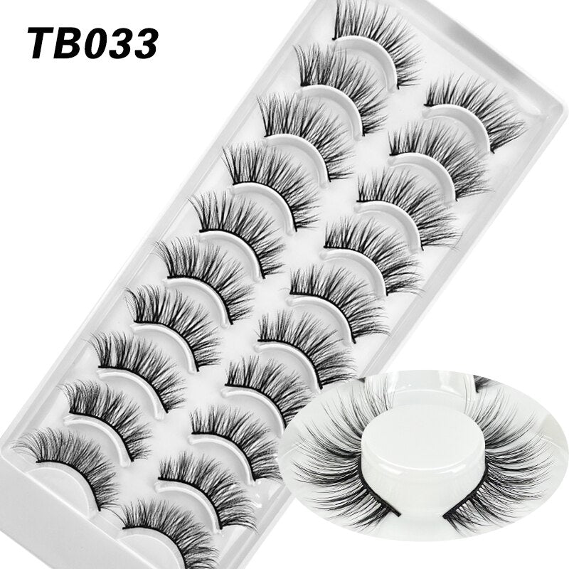 10 Pairs Natural 3d Faux Mink False Eyelashes
