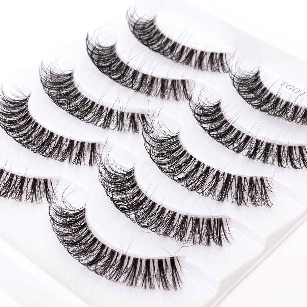 1/5Pairs Long Transparent band vegan eyelash curl Russian eyelashes clear