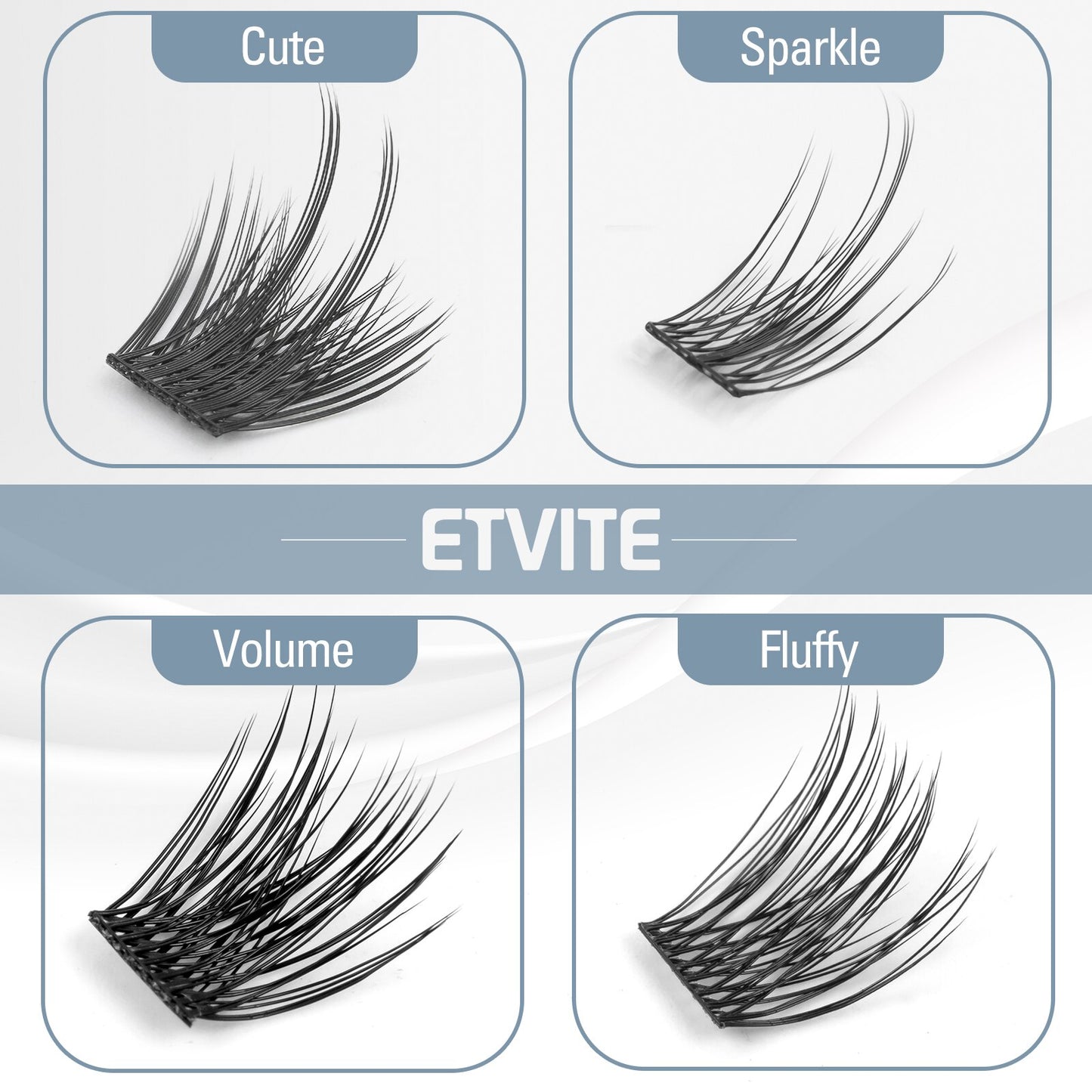 ETVITE Cluster Lashes DIY Eyelash Extension Lash Bond and Seal for Cluster Lashes 60pcs Mix Lengths Volume Comfortable