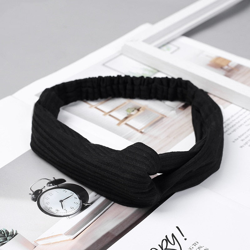 Solid Color Headband for Women Men Yoga Knitting Elastic Hair Bands Turban Makeup Hair Hoop Vintage Headwrap Accessories