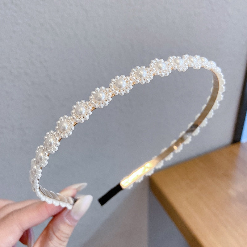 New Women Full Pearls Hair Bands Elegant Sweet Headband Simple Hair Hoop Head Band Korean Handmade Wedding Hair Accessories Gift