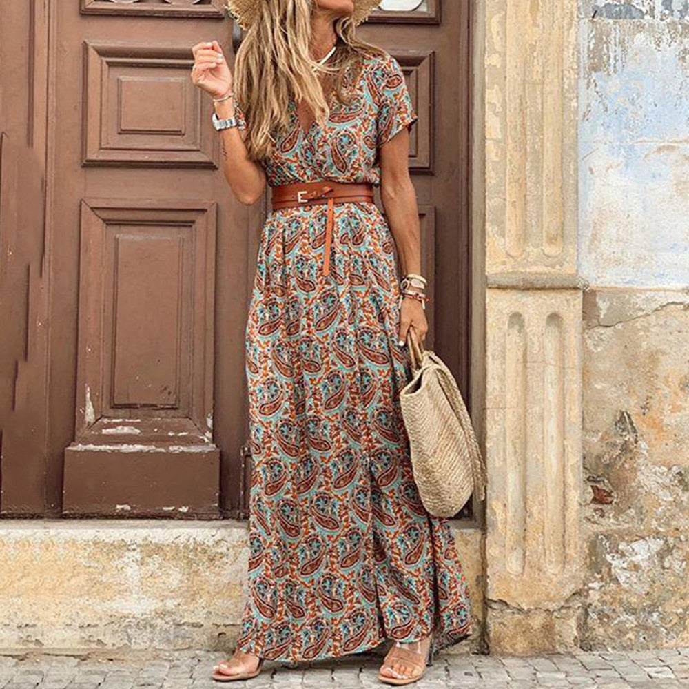 Long Dress for Women 2023 Summer Beach Bohemian Dress Casual Female Clothing maxi