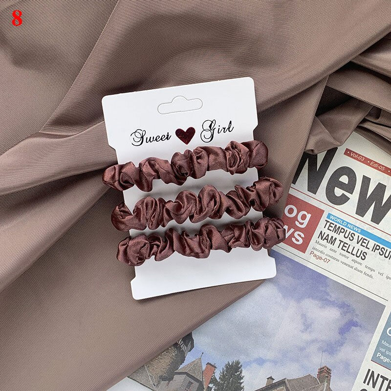 Women Girls Silky Satin Hair Scrunchies Solid Stretch Elastic Hair Tie Simple Elegant Rubber Band Ponytail Tie Wholesale