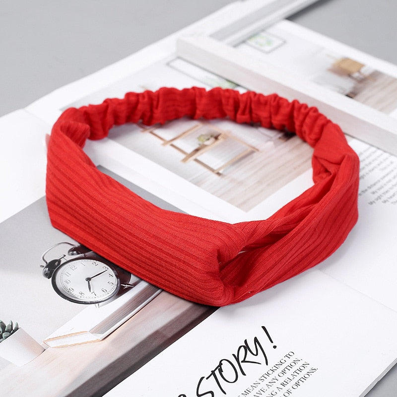 Solid Color Headband for Women Men Yoga Knitting Elastic Hair Bands Turban Makeup Hair Hoop Vintage Headwrap Accessories