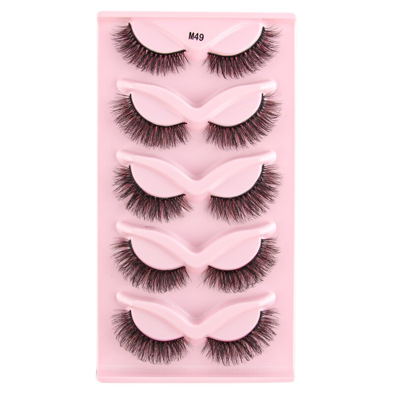 Half Lashes 3D Cat Eye Lashes Natural Look Fluffy Corner Eyelashes 3/5/10 Pairs Wispy Half False Eyelashes Faux Mink Makeup