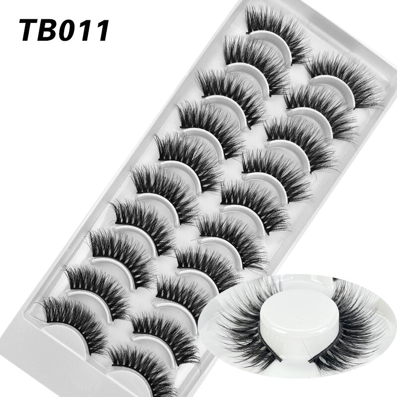 10 Pairs Natural 3d Faux Mink False Eyelashes